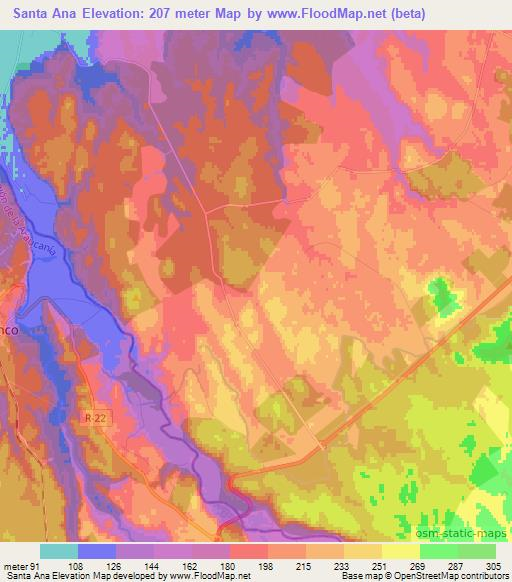 Santa Ana,Chile Elevation Map