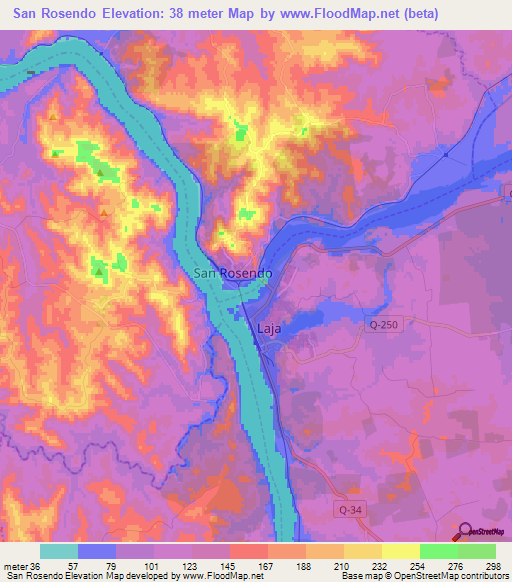 San Rosendo,Chile Elevation Map