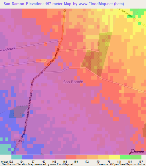 San Ramon,Chile Elevation Map
