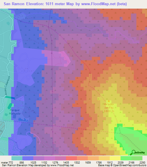 San Ramon,Chile Elevation Map