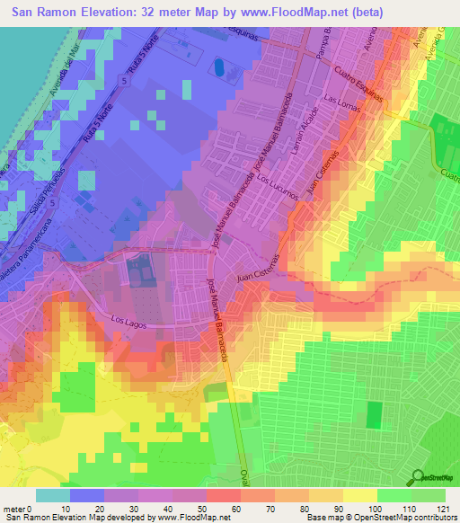 San Ramon,Chile Elevation Map