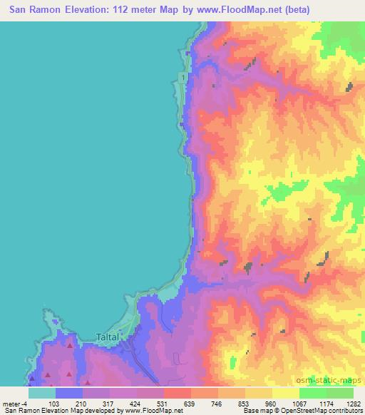 San Ramon,Chile Elevation Map