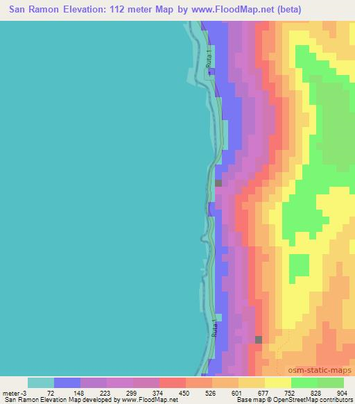 San Ramon,Chile Elevation Map