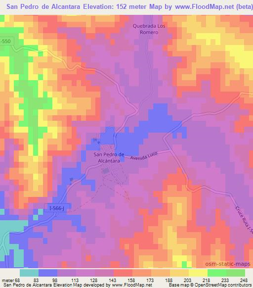 San Pedro de Alcantara,Chile Elevation Map