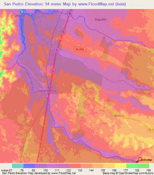 San Pedro,Chile Elevation Map