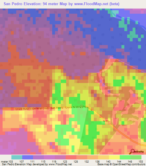 San Pedro,Chile Elevation Map