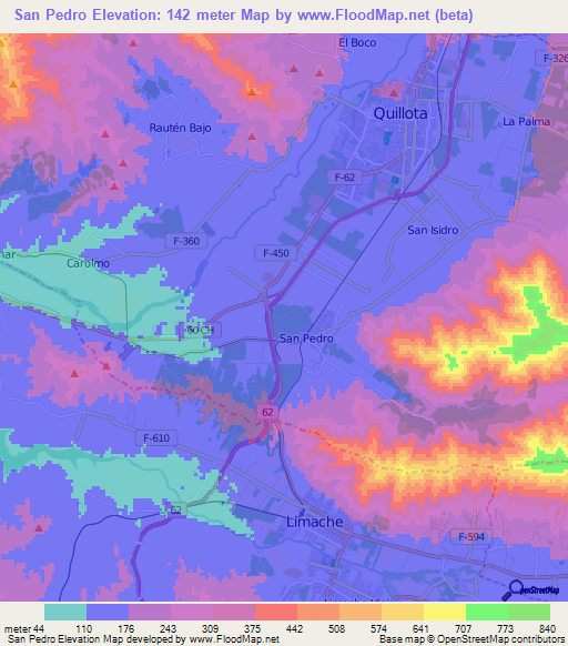 San Pedro,Chile Elevation Map