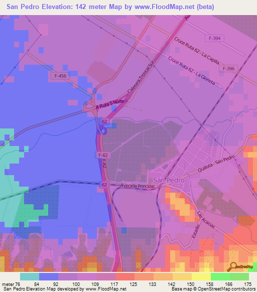 San Pedro,Chile Elevation Map