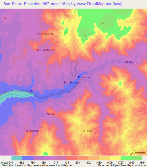 San Pedro,Chile Elevation Map