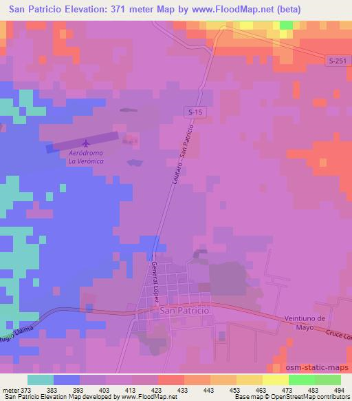 San Patricio,Chile Elevation Map