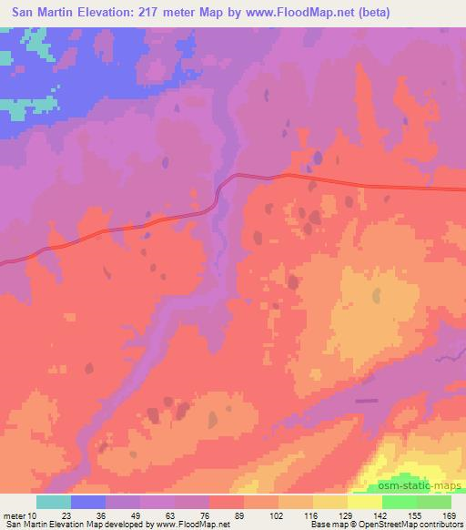 San Martin,Chile Elevation Map