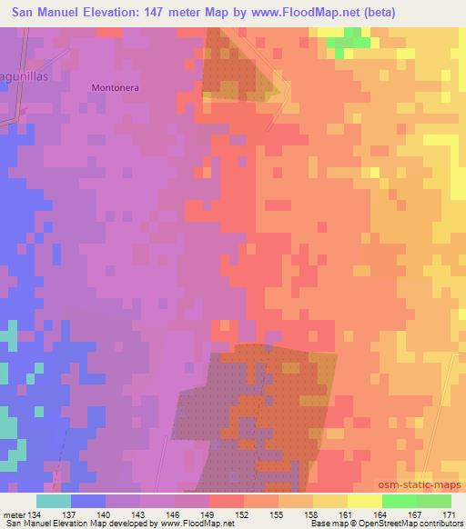 San Manuel,Chile Elevation Map
