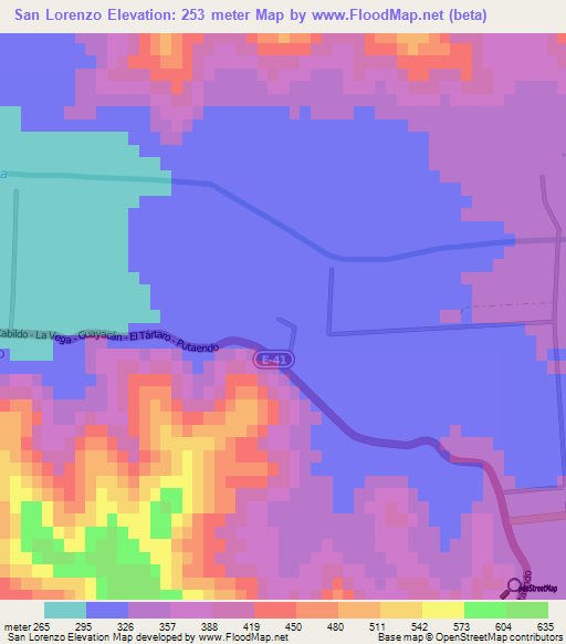 San Lorenzo,Chile Elevation Map