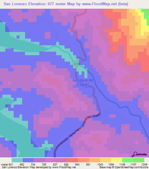 San Lorenzo,Chile Elevation Map