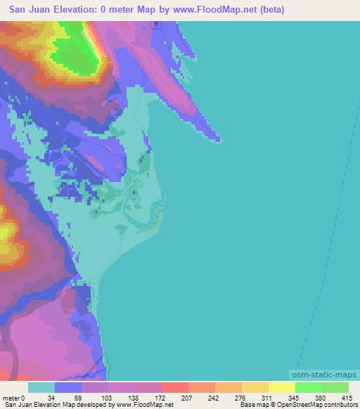 San Juan,Chile Elevation Map