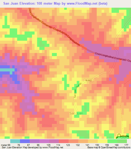 San Juan,Chile Elevation Map