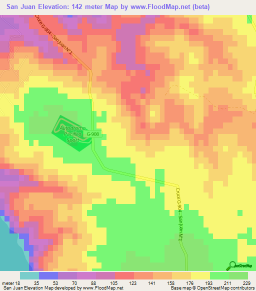San Juan,Chile Elevation Map