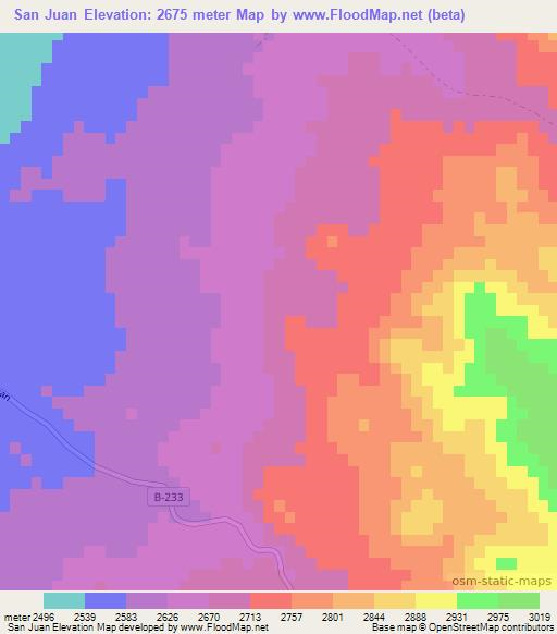 San Juan,Chile Elevation Map