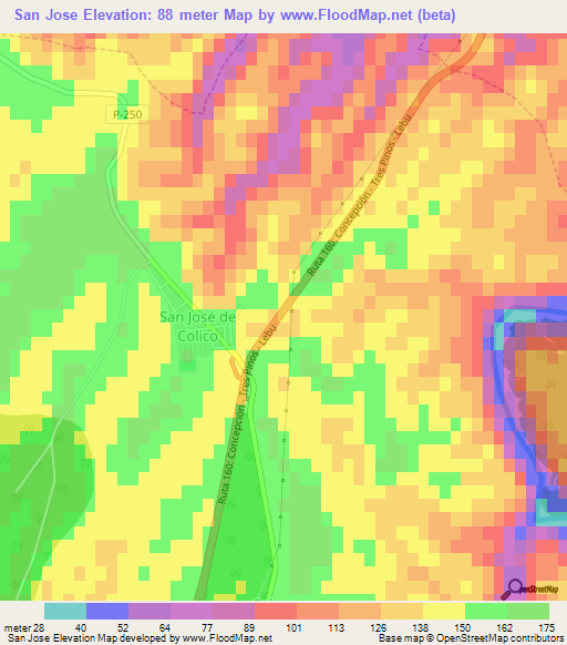 San Jose,Chile Elevation Map