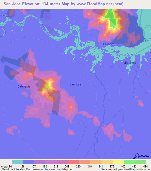 San Jose,Chile Elevation Map