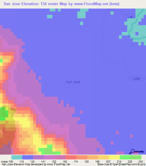 San Jose,Chile Elevation Map