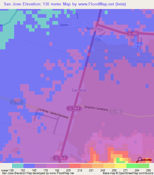 San Jose,Chile Elevation Map