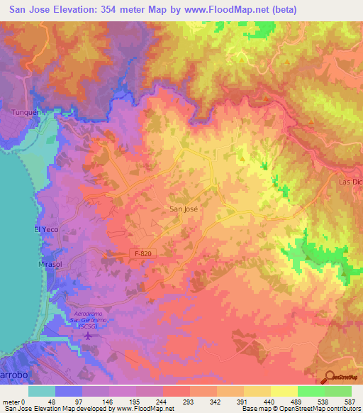 San Jose,Chile Elevation Map