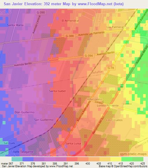 San Javier,Chile Elevation Map