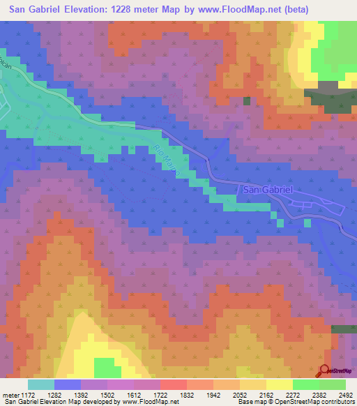 San Gabriel,Chile Elevation Map