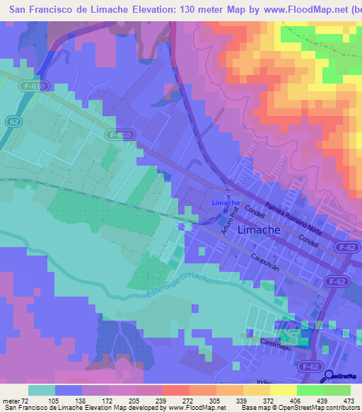 San Francisco de Limache,Chile Elevation Map