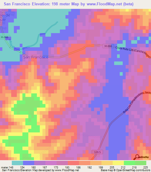 San Francisco,Chile Elevation Map