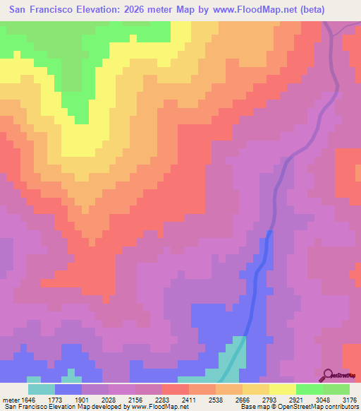 San Francisco,Chile Elevation Map