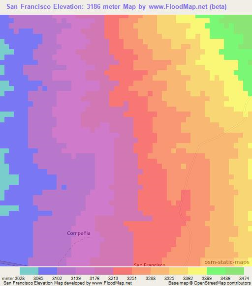 San Francisco,Chile Elevation Map