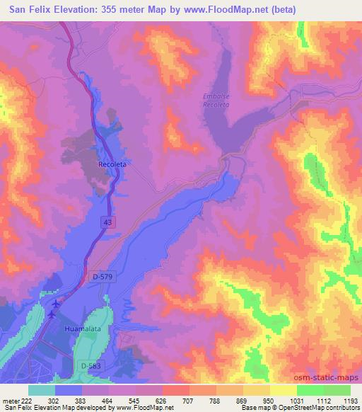San Felix,Chile Elevation Map