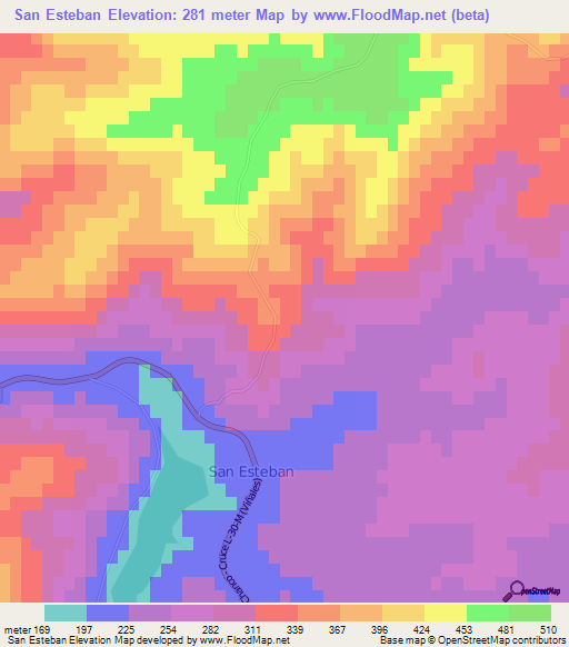 San Esteban,Chile Elevation Map