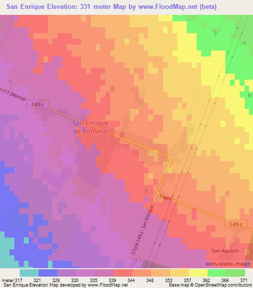 San Enrique,Chile Elevation Map