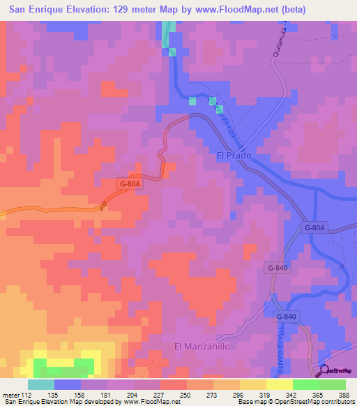 San Enrique,Chile Elevation Map