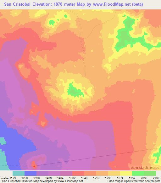 San Cristobal,Chile Elevation Map