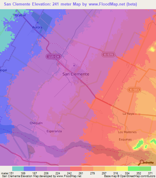 San Clemente,Chile Elevation Map