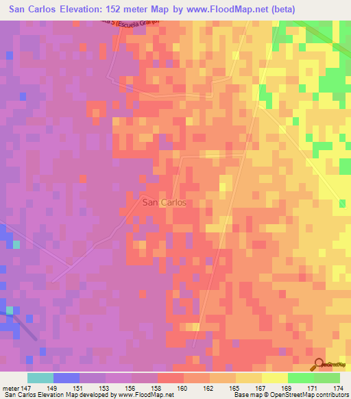 San Carlos,Chile Elevation Map