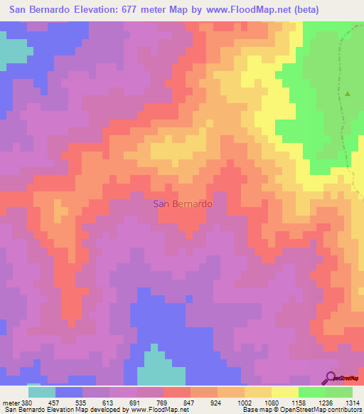 San Bernardo,Chile Elevation Map