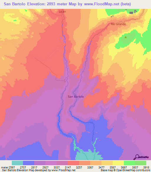 San Bartolo,Chile Elevation Map