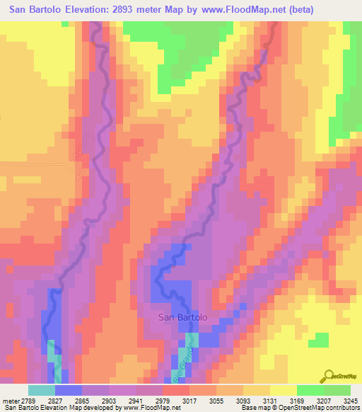 San Bartolo,Chile Elevation Map