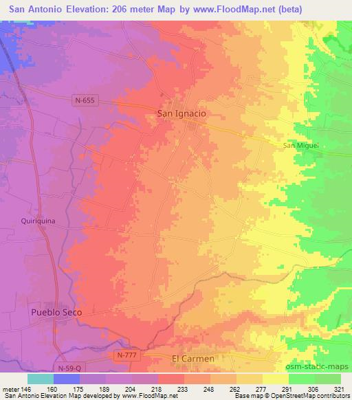 San Antonio,Chile Elevation Map