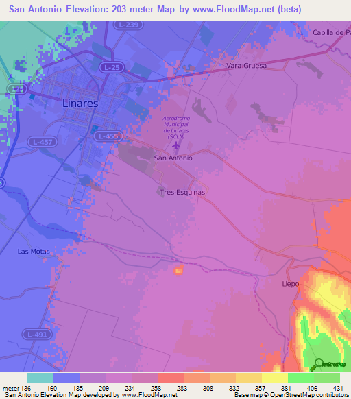 San Antonio,Chile Elevation Map