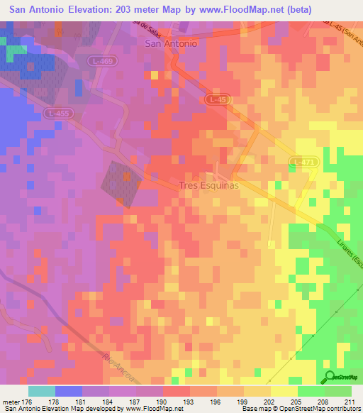 San Antonio,Chile Elevation Map