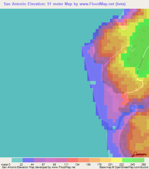 San Antonio,Chile Elevation Map