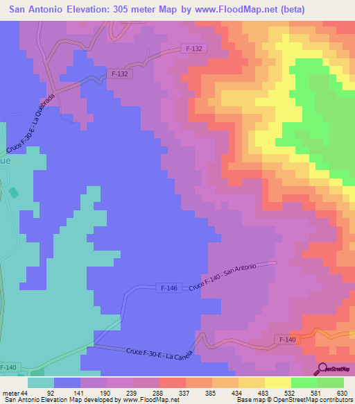 San Antonio,Chile Elevation Map