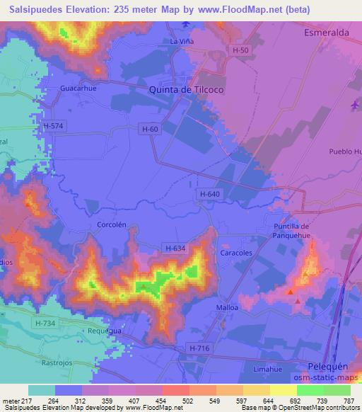 Salsipuedes,Chile Elevation Map