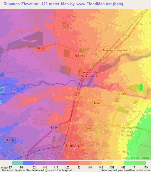 Rupanco,Chile Elevation Map